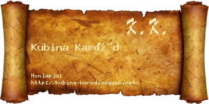 Kubina Karád névjegykártya